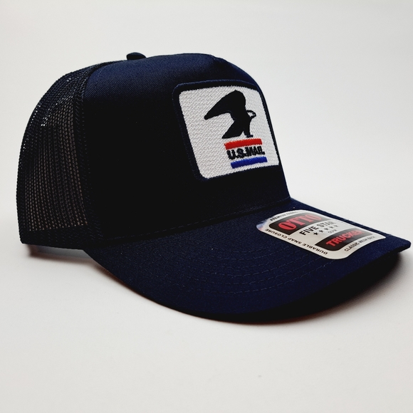 Post Office Postal Worker Trucker Mesh Snapback Cap Hat Navy Blue Embroidered Pa - Picture 3 of 4